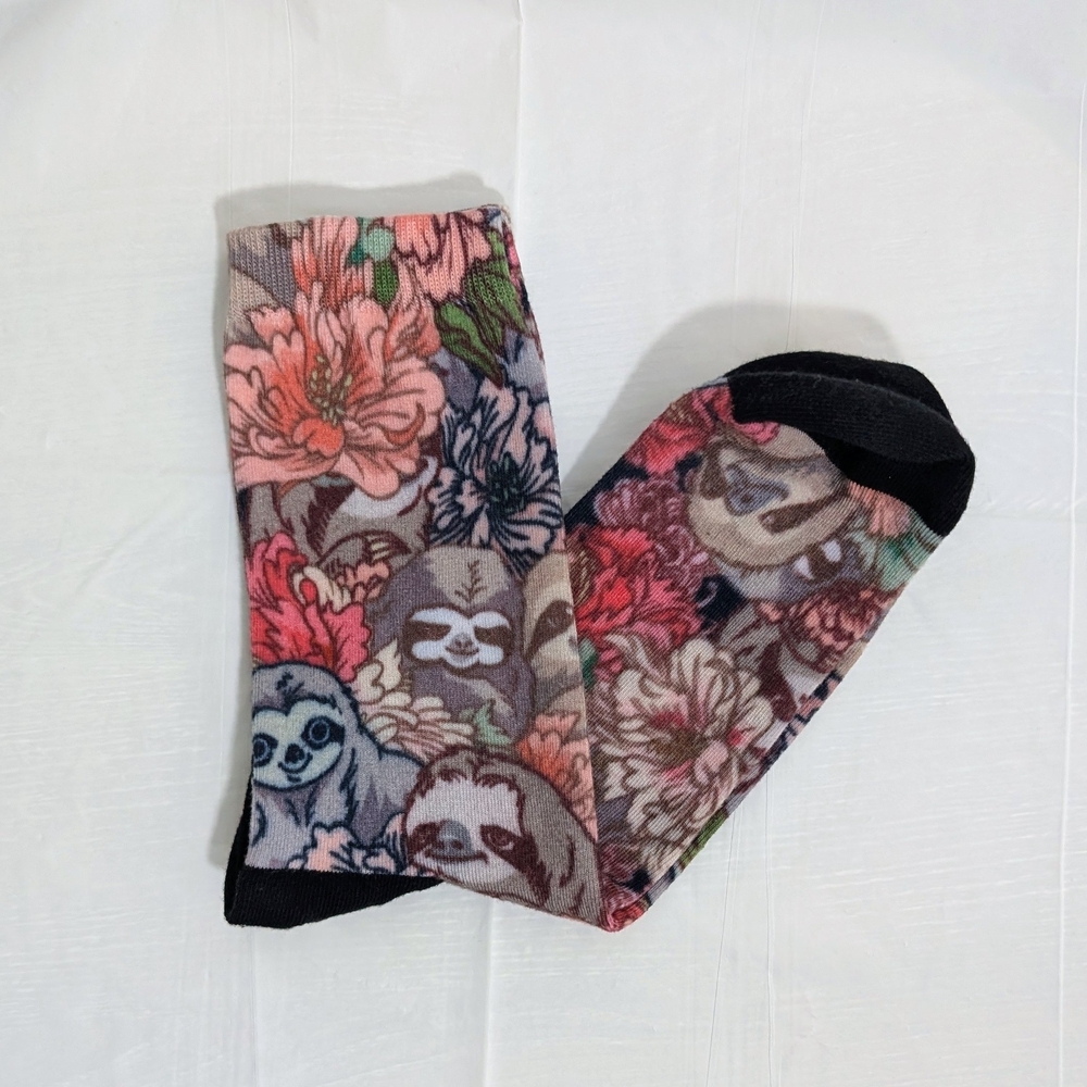 Charming Sloth and Floral Print Socks